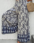 Boho Smocked High Waist Wide Leg Pants