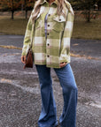 Plaid Button-Up Flap Pockets Shacket