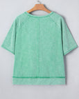 Mineral Wash Half-Button Raglan Sleeve T-Shirt