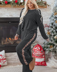 Leopard Corded Knit Top and Pants Set