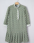 Plus Size Floral Stripe Contrast 3/4 Sleeve Dress