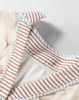 Plus Size Floral Stripe Trim Patchwork Button-Up Dress