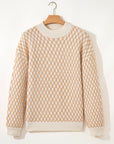 Rhombus Textured Knit Mock Neck Sweater