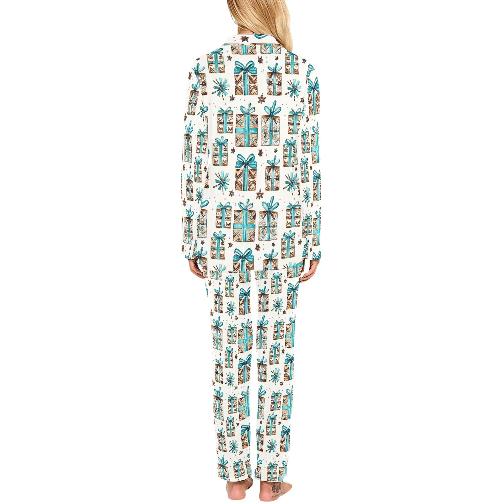 Baha Ranch Turquoise Christmas Presents Women's Western Pajamas