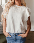 Cecelia Ruffled Flutter Sleeve Blouse