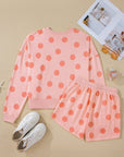Polka Dot Pullover and Drawstring Shorts Set