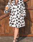 Plus Size Leopard Contrast V-Neck Mini Dress