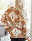 Western Aztec Quarter-Zip Elastic Cuffs Sweatshirt