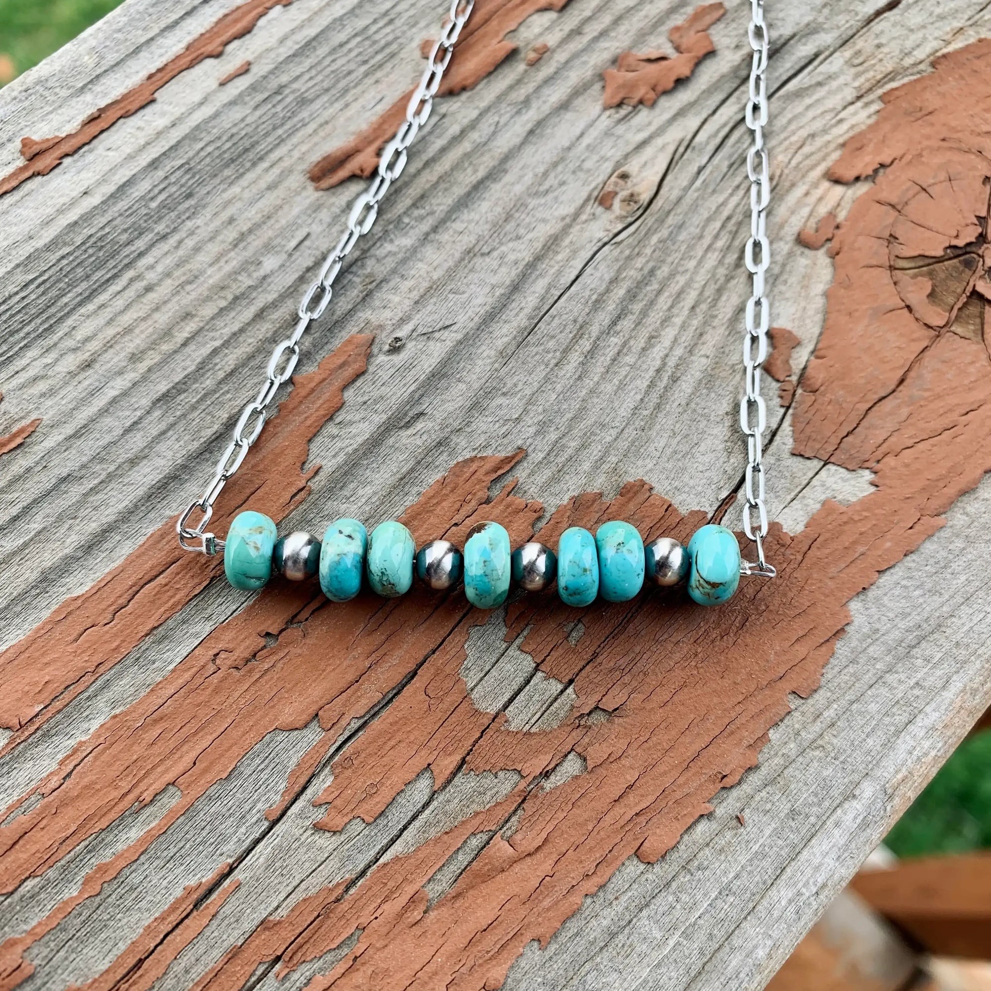 Genuine Turquoise Bar Necklace 
