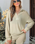 Dulce Parchment Textured Long Sleeve Lounge Set