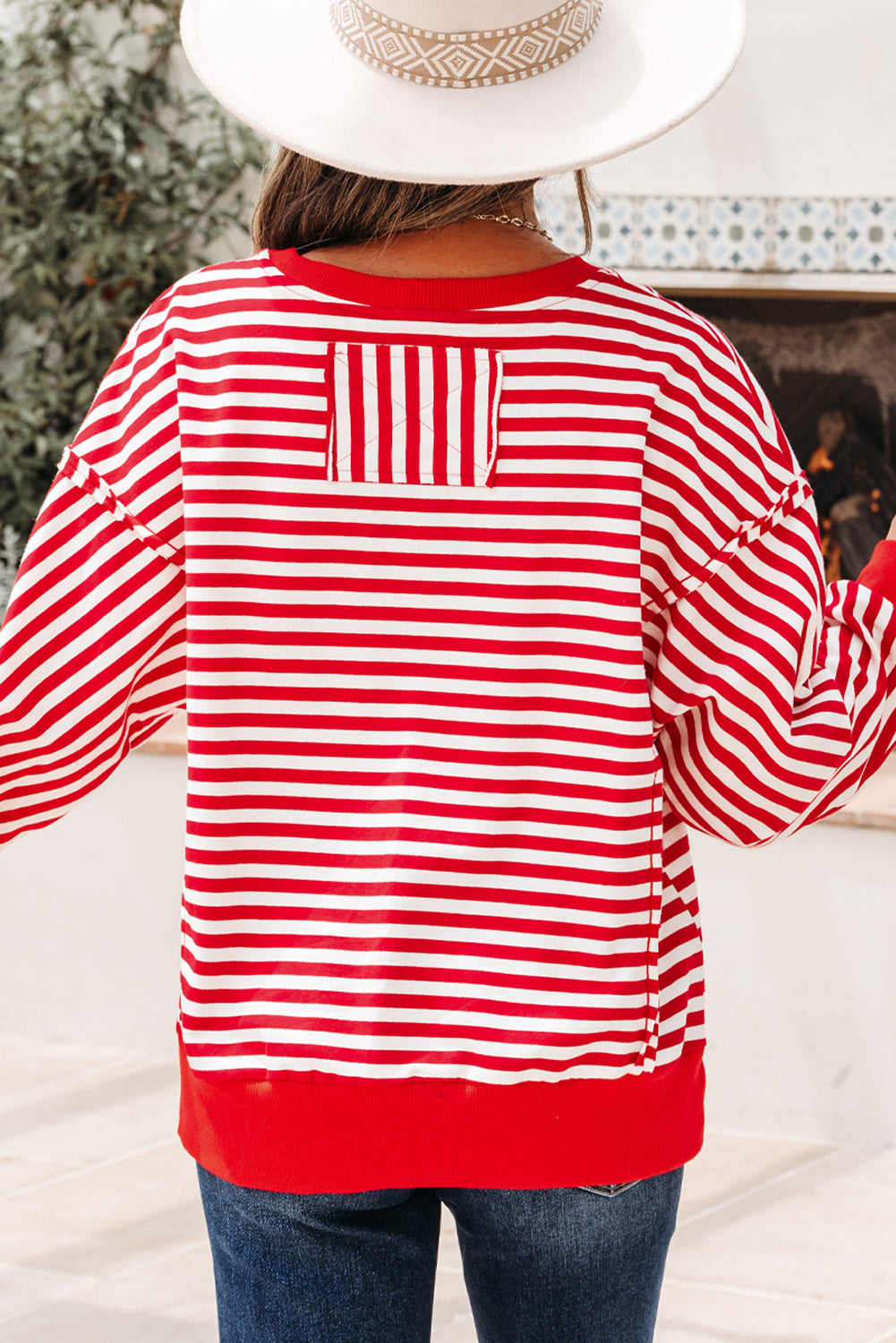 Stripe Reverse Seam Drop Shoulder Top