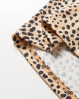 Cheetah Frilled V-Neck Short Sleeve Blouse