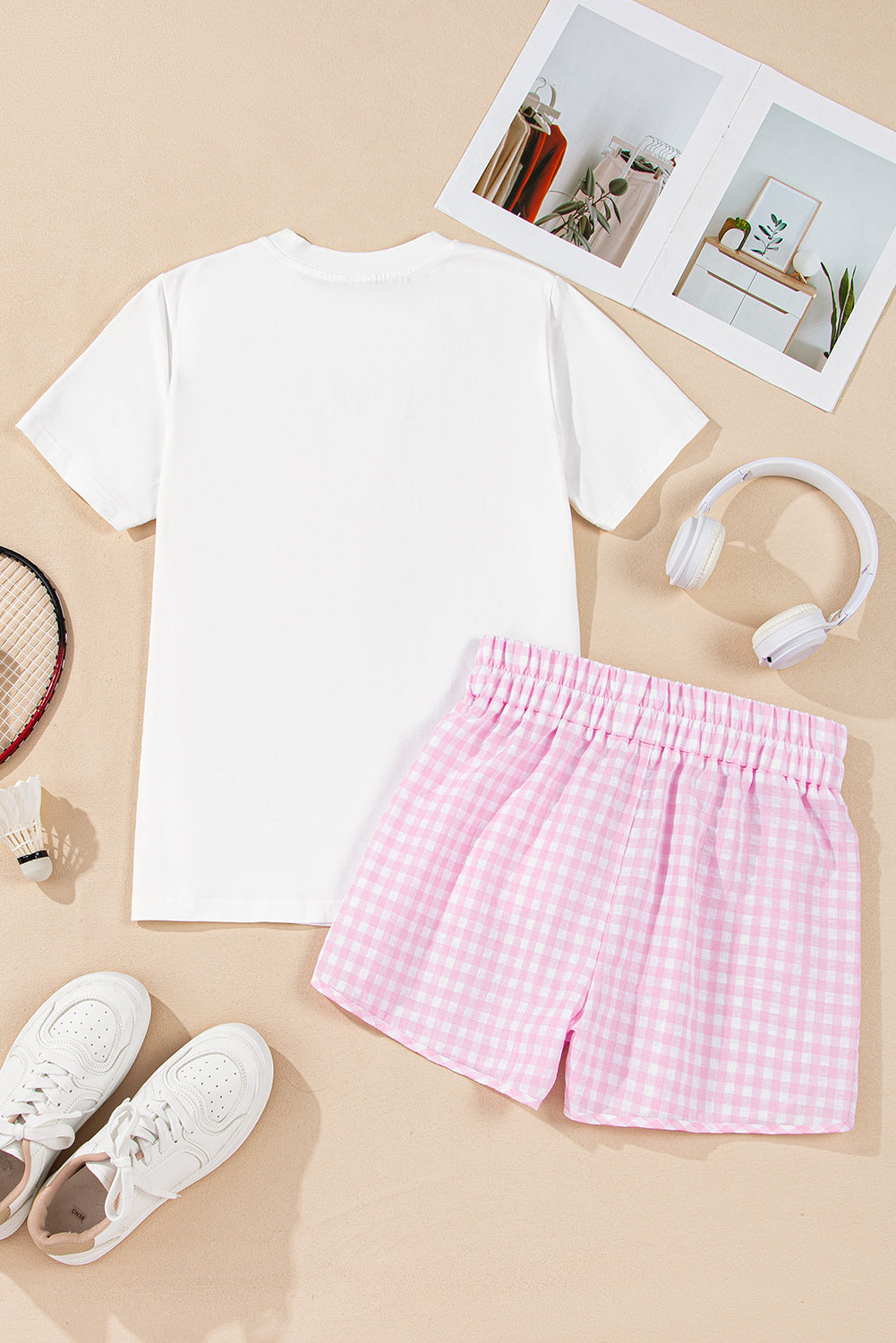 MAMA Tee and Plaid Shorts Lounge Set