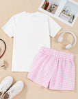 MAMA Tee and Plaid Shorts Lounge Set
