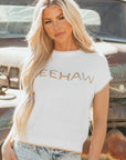YEEHAW Stitch Edge Crew Neck Sweater Top