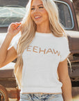 YEEHAW Stitch Edge Crew Neck Sweater Top