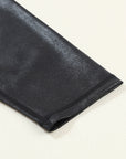 Solid Crossed Dip Waist Leather Leggings