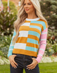 Abigail Block Striped Pullover Sweater