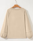 Solid Raw Seam Patchwork Baggy Sweatshirt