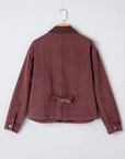 Corduroy Collar Zipped Front Denim Jacket