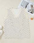 Plus Size Polka Dot Lace V-Neck Sleeveless Top