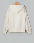 Solid Half-Zip Textured Patchwork Sleeve Hoodie