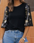 Lara Splicing Half Sleeve Top