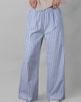Stripe Buttoned Wide Leg Pants