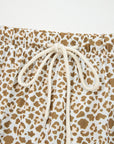 Leopard Drawstring Elastic Waist Straight Leg Pants
