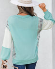 Maddie Texture Colorblock Patchwork Long Sleeve PLUS Top
