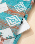 Western Aztec Quarter-Zip Elastic Cuffs Sweatshirt