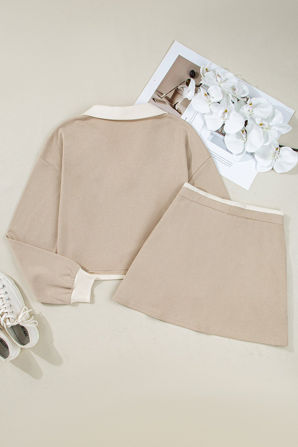 Valerie Cropped Pullover Drawstring Skirt Set