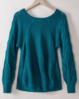 Lia Hollow-out Puffy Sleeve Knit Sweater