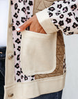 Leopard Waffle Quilted Patchwork Button Front Jacket