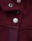 Waffle Zip Up Snap Button Hooded Jacket