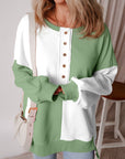 Colorblock Crewneck Henley Sweatshirt