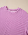 Corded Knit Long Sleeve Top and Shorts Set