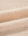 Solid Eyelet V-Neck Drop Shoulder Sweater
