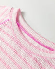 Stripe Textured Knit 3/4 Sleeve Top
