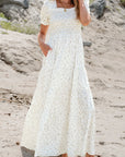 Robin Frilly Shirred Bodice Tiered Floral Maxi Dress