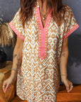 Western Stripe Colorblock Short Sleeve Mini Dress