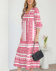 Boho 3/4 Sleeve Maxi Dress