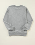 Solid Drop Shoulder Crewneck Pullover Sweatshirt