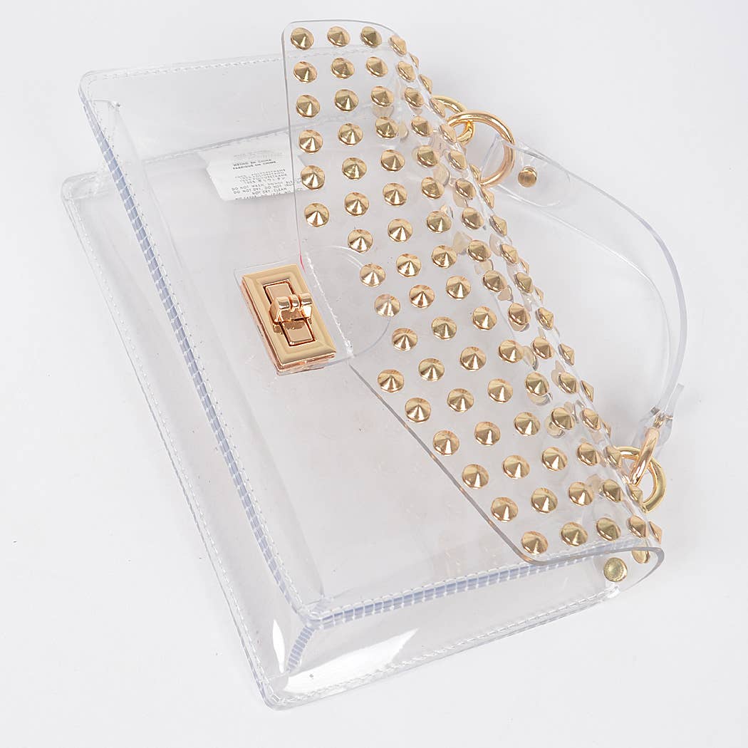 Studded Transparent Top Handle Bag