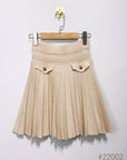 Khaki Pleated knit skirt -clearance