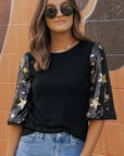Lara Splicing Half Sleeve Top