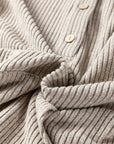 Plus Size Ribbed Knit Kangaroo Pocket Henley Top
