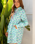 Floral Scalloped Notched Neck Mini Dress