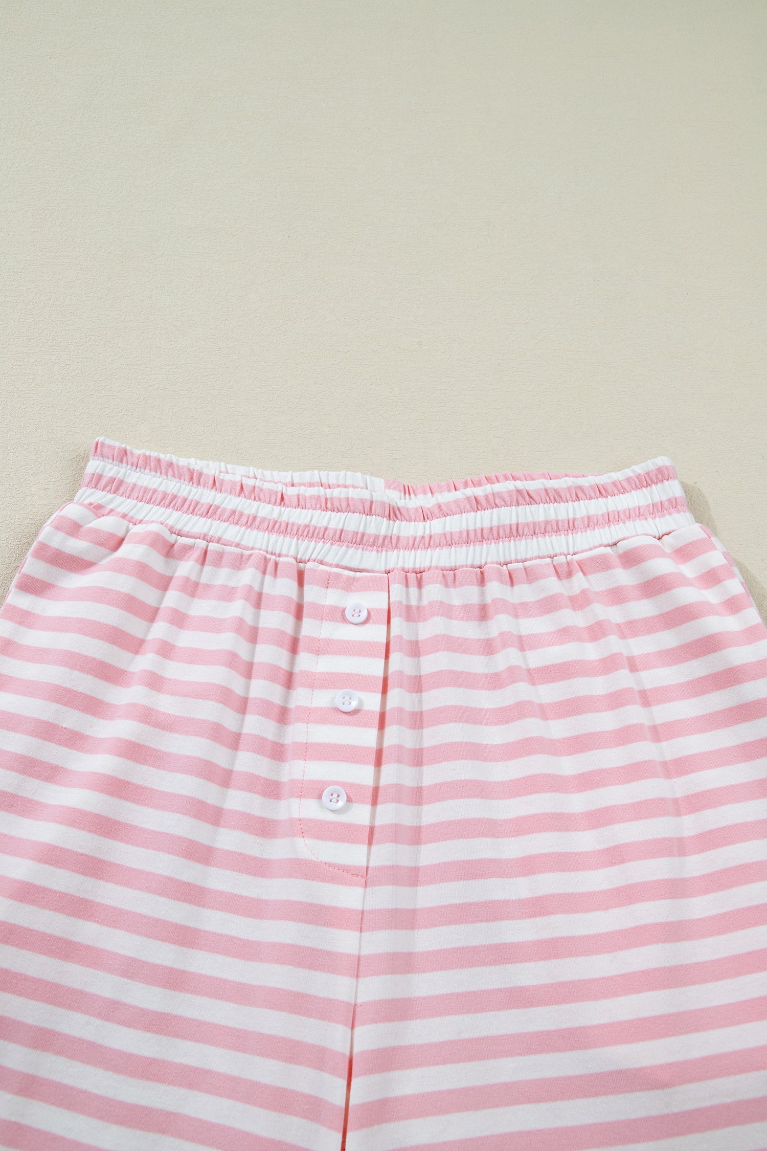 Stripe Drop Shoulder Top &amp; Buttoned Pants Set