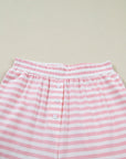 Stripe Drop Shoulder Top & Buttoned Pants Set